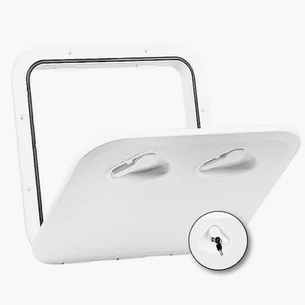 PLASTİK GÖMME KAPAK 375X370MM BEYAZ, KİLİTLİ
