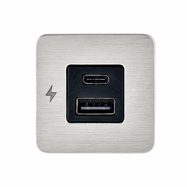 TILE-USB-A/USB-C ŞARJ SOKETİ, PASL. ÇERÇEVE