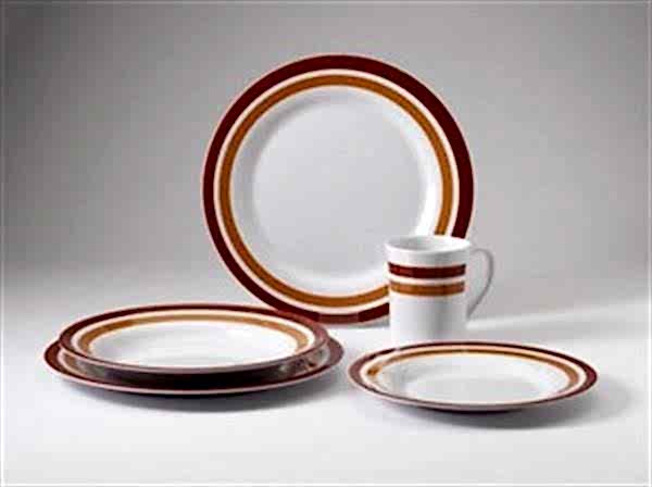 Promo-Line Red rings, 16 parça melamin yemek takımı