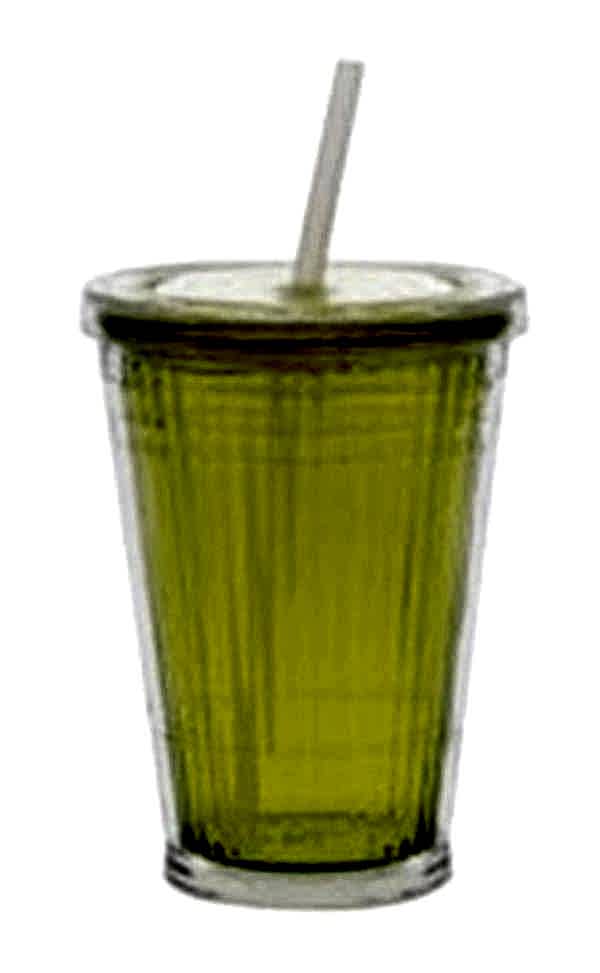 Gimex büyük bardak, pipetli limon yeşili