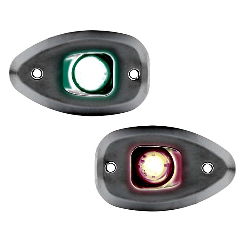 MICRO LED 12, İskele&Sancak 112.5° Feneri, Set,Yüzey mon.,Krom G.,delikli