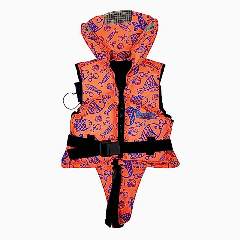 LALIZAS Lifejacket, 100N, ISO, Child, 15-30kg, Fluo Orange w/Aquatic Pattern