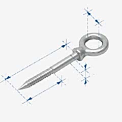 Gözlü Ağaç Vidası, Inox 316, 12x120Mm