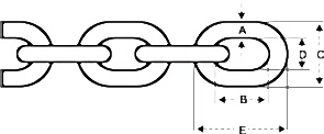 Zincir, Krom 316, ISO 4565 / DIN 766, Ç: 2mm